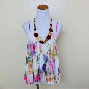 Yumi Kim Astoria Top Pleated Cami Floral Size XS Calypso Rose